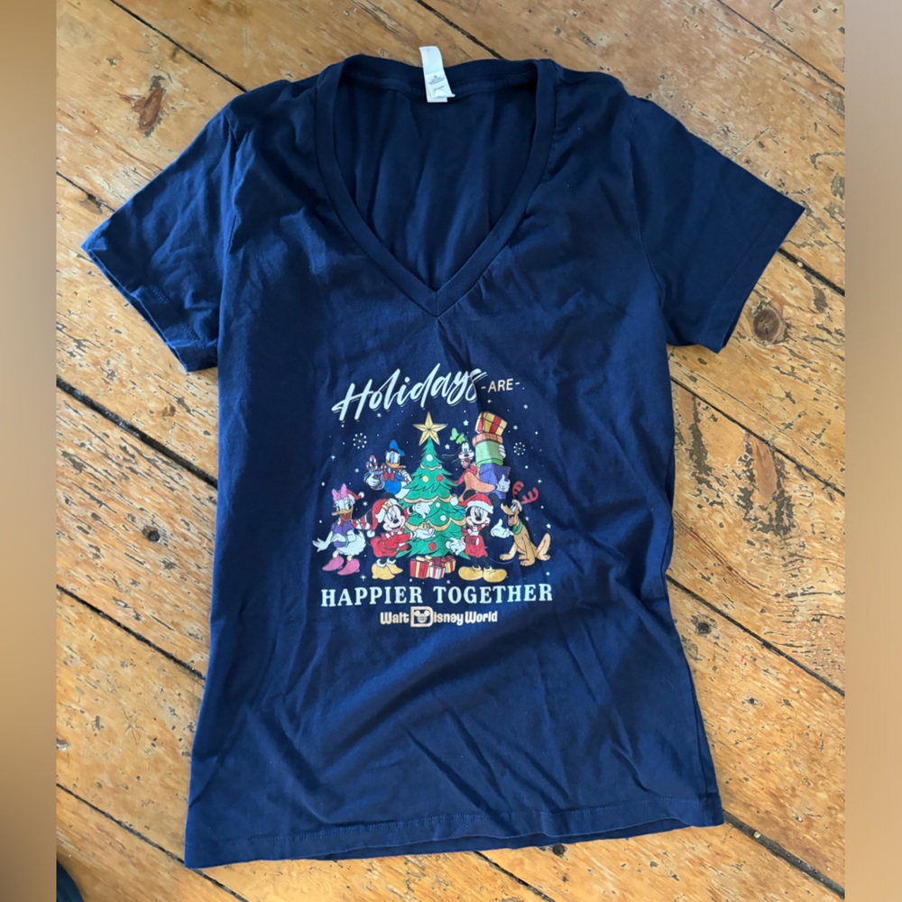 Navy Holiday Disney World V-Neck